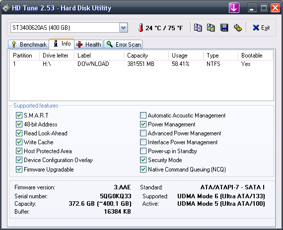 Seagate Barracuda ES ST3400620NS - HD Tune 2.53