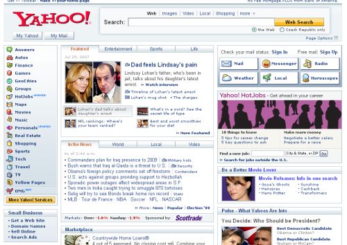 Yahoo screen